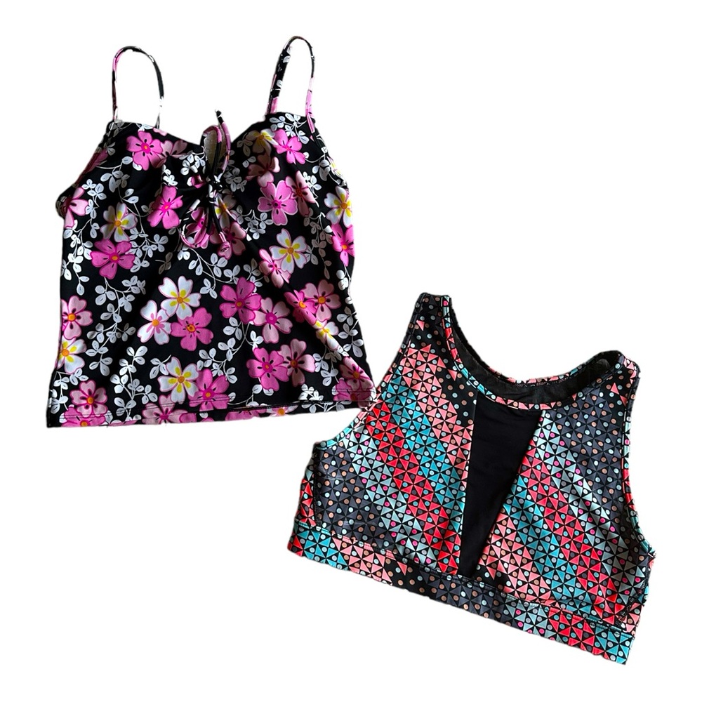 Victoria’s Secret Set Floral Built in Bra L‎ Tankini Swimsuit and 34A Top